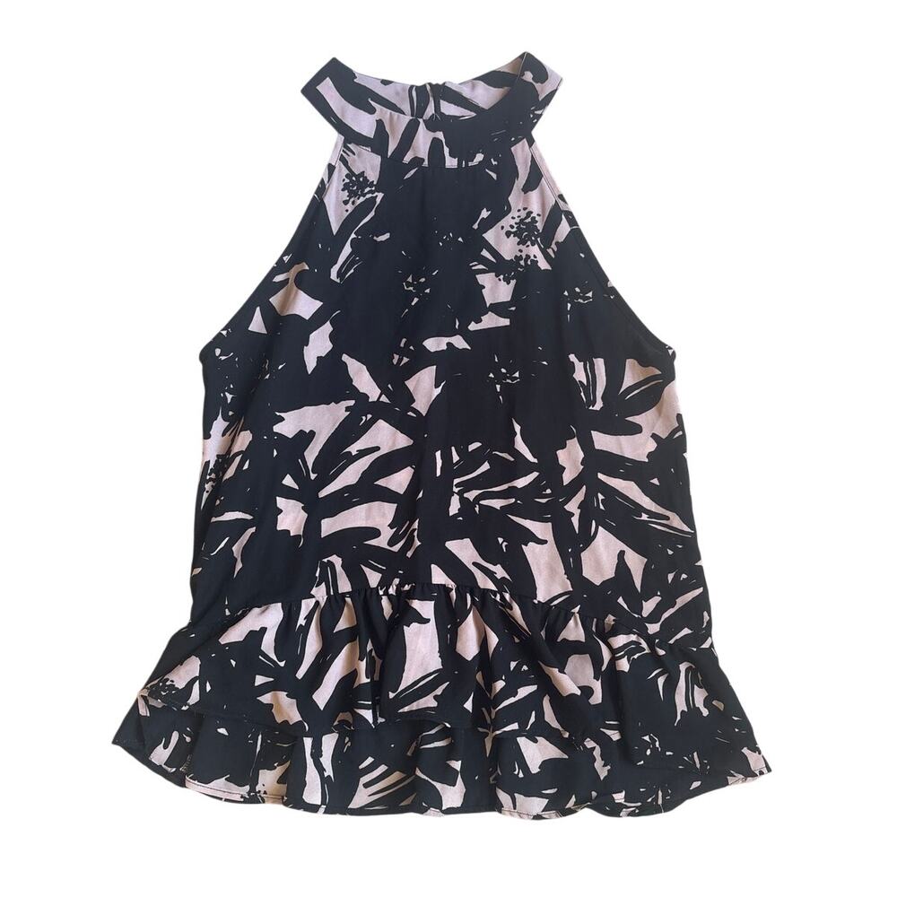 Eight Sixty black with pink ruffle‎ bottom halter top SIZE S